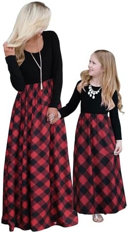 Mommy and Me Long Sleeve Matching Maxi Dress Mother and Daughter ...