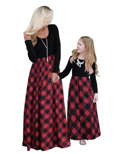 Mommy and Me Long Sleeve Matching Maxi Dress Mother and Daughter Boho Striped Chevron Outfit Clothes