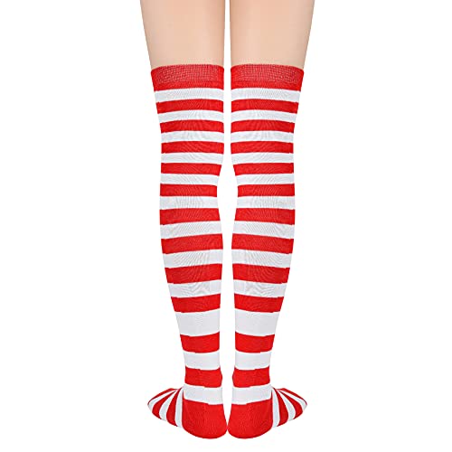 Image of Zando Womens Stripes Thigh High Socks Thigh Highs Casual Knee High Stockings