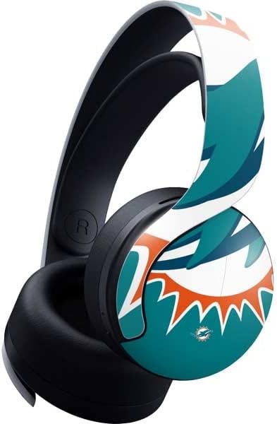 Skinit Decal Gaming Skin Compatible with Pulse 3D Wireless Headset for PS5 - Officially Licensed NFL Miami Dolphins Distressed- Aqua Design