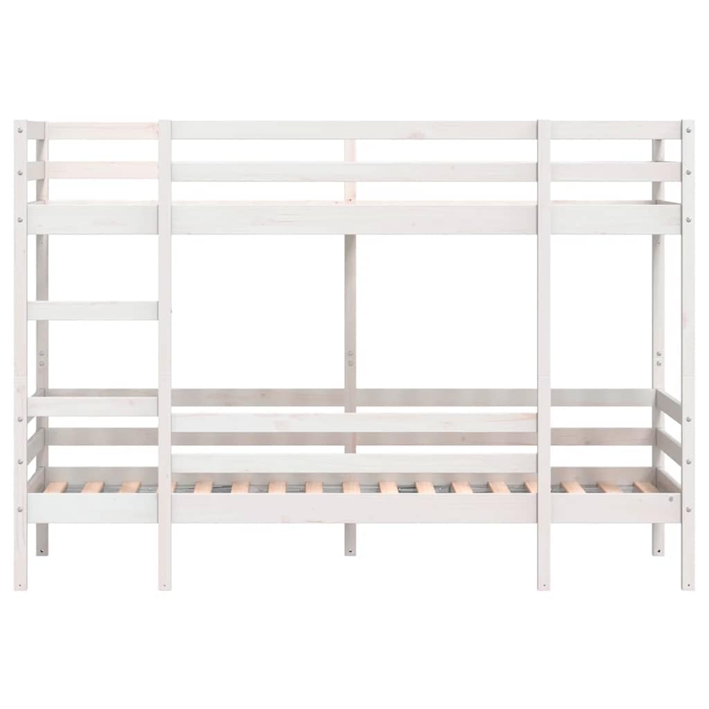 Litera blanca de 80 x 200 cm de madera de pino maciza, robusta estructura de cama con escalera, diseño seguro para habitaciones infantiles y jóvenes, mueble que ahorra espacio