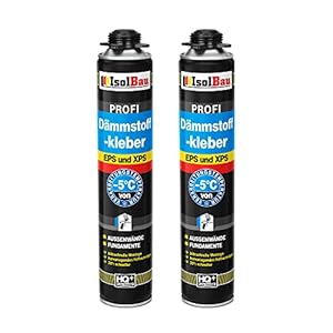 Isolbau Isolatielijm voor EPS- & XPS-platen – 1K PU-kleefschuim voor isolatie, 2 x 750 ml blik