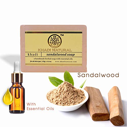 Image of Khadi Natural Ayurvedic handmade bath soap 125g Each SANDALWOOD Soaps Pack of 5