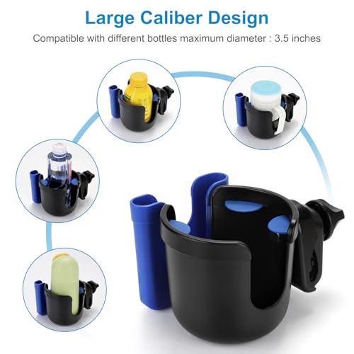 Image of Accmor 2-in-1 Wheelchair Cup Holder, Walker Cup Holder with Phone Holder, Universal Drinks Holder for Stroller, Rollator, Scooter, Walker, Wheelchair Accessory
