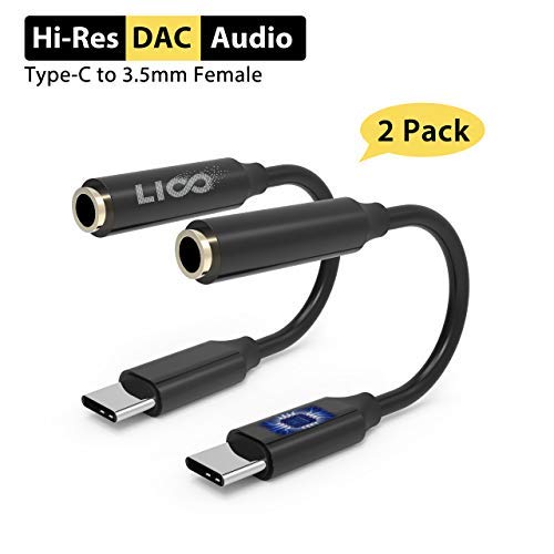 Pixel 2 Headphone Adapter-Type C to 3.5mm, 2 Pack of Liootech Hi-Res USB-C Male to Female Stereo Earphone Compatible Pixel 2/2 XL,Moto Z,HTC,Note 8,N9 S8 and More