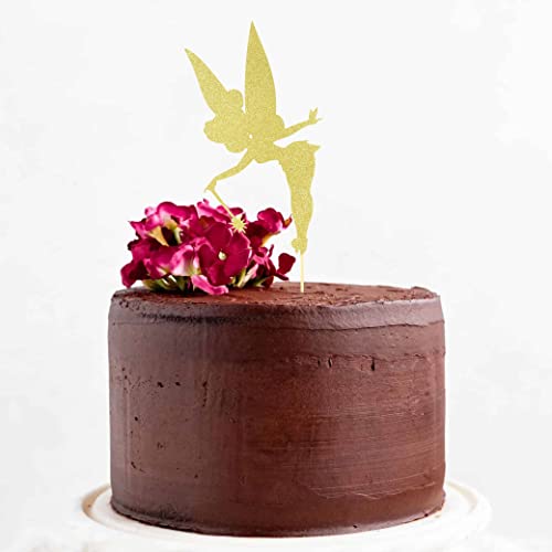 Tinkerbell Cake Topper - Fairy Glitter Cake Topper,Girl Birthday Party Decoration Topper,Fairy/Tinkerbell Birthday,Fairy Garden Cake Topper,Smash 1St Birthday Cake Topper Photo Props #TOP4