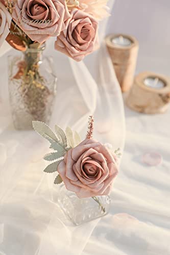 image for Floroom Artificial Flowers 25pcs Real Looking Warm Taupe & Nude Foam F