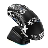 ATTACK SHARK V3 Pro Mouse Gamer Sem Fio Ultraleve 62g com Base de Carregamento Magnética RGB, Sensor 25K DPI, 1000Hz, Bluetooth/2.4G/USB-C, Programável para PC Mac, Fita Preta