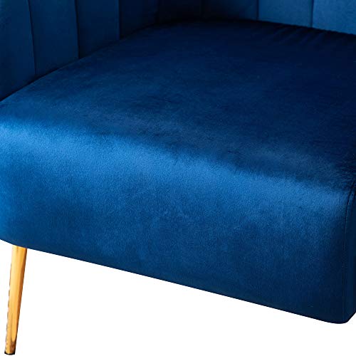Lsspaid Velvet Accent Chair, Fabric Upholstered Accent Chairs For Living Room, Golden Metal Legs Armchairs, Navy Blue, Set Of 1 #TOP4