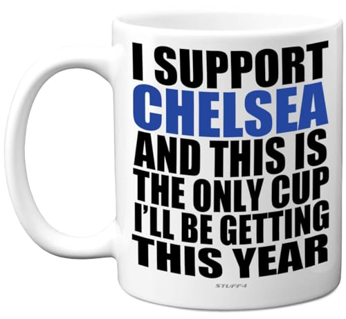 Stuff4 Funny Football Mug Gift for Chelsea Fans - Footy Only Cup - Joke Xmas Birthday Mugs Present Gifts for Son Dad Brother Uncle Colleague Friend Cousin, 11oz Ceramic Dishwasher Safe Coffee Tea Cup