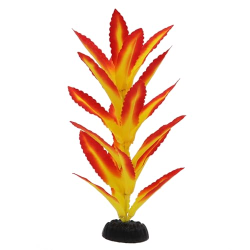 Image of Silk Aquarium Plants for Betta Fish Tank, 2 Pcs 7.8 Inch Small Silk Aquarium Plant Aquatic Water Grass Decoration (Yellow-Red, 8 Inch)