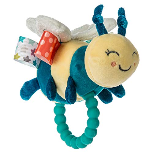 Image of Taggies Teether Baby Rattle Soft Toy, 5-Inches, Fuzzy Buzzy Bee