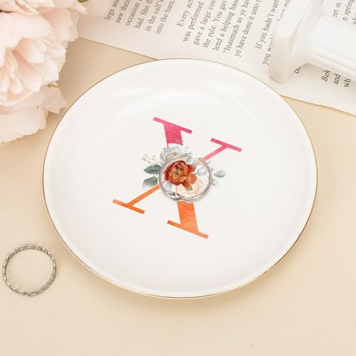 Assiette décorative en céramique blanche monogramme X 10,2 cm - 3