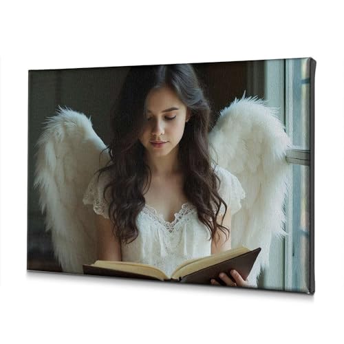 Toile ange lisant près de la fenêtre 40x60cm pour illuminer vos murs avec élégance