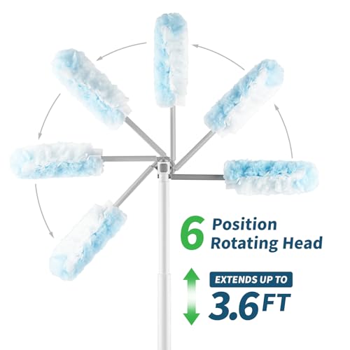Image of oshang Disposable Heavy Duty Duster Refills, 12 Pack | 43 inch Extendable Handle, Compatible with Swiffer, For Ceiling Fans, Blinds, Furniture, High Corners