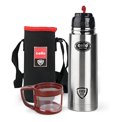 Cello Instyle Stainless Steel Flask, 500 ml, Red