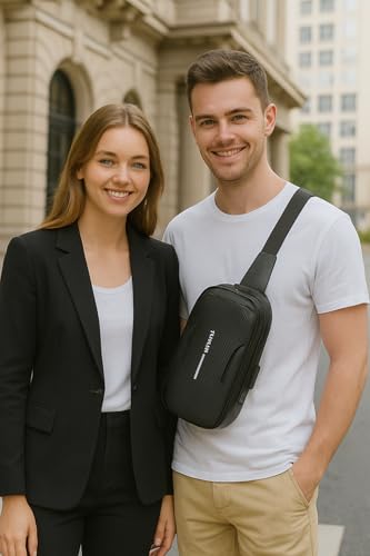 Image of Spiffy Small Crossbody Sling Bag For Man, Anti-Theft Side Chest Bag with USB Charging Port Waterproof Semihard Backpack Bag for Man With Lock