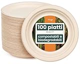 piatto in ferro prontuario CALDO/FREDDO + MICROONDE OK + COMPOSTABILI – Adatti per servire cibi caldi e freddi e per riscaldare in microonde (test fino a 130°C per 4 min o 150°C per 3 min; non forno/grill). Plastic free, biodegradabili e compostabili (in base alle strutture locali).