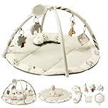 Fortella Palestrina Neonato Evolutiva, Tappetino Gioco Attività con 5 Giocattoli Sensoriali, Specchio e Cuscino–Ideale per Bambini e Bambine, Regalo Perfetto Sviluppo Infantile 0-3-6-9-12 Mesi (Verde)