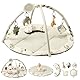 Fortella Spielbogen Baby, Spielmatte mit Bauchzeit Kissen und 5 Sensorik Spielzeug Abnehmbarem,Naturthemen Krabbeldecke für Babys ab der Geburt, Neugeborene & Kinder, 0-6-9-12 Monate-Salbeigrün