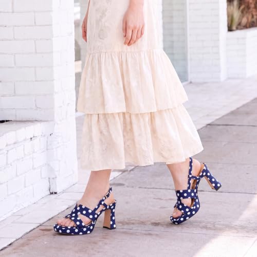 Image of ROSERWISH Heels for Women Chunky Block Platform High Heels Square Open Toe Strappy Heel Sandals Wedding Party Prom Fashion Slingback Dress Pump Sandals Shoes