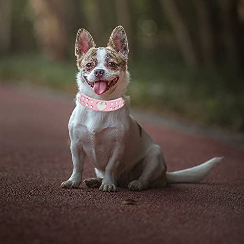 Ewanda Store Cute 2 Rows Rhinestone Bling Heart Studded Leather Dog Leash Dog Collar For Small Or Medium Dog Pet,Pink,Medium #TOP2
