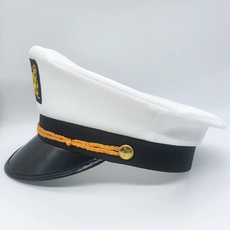 WMUTES Sombrero marino marino de yate, capitán de marinero, disfraz de capitán de marinero, gorro de marinero, sombrero de almirante marino, vestido
