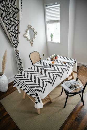 Nappe coton lin de qualité KnSam imprimé vague chic noir et blanc - 2