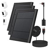 Paodekua Solar Panel for Ring Camera, 3 Pack 4W Solar Charger Compatible with Ring Spotlight &All-New Stick Up Outdoor Cam Battery, 10ft Long Cable with USB-C to Ring Barrel Plug Adapter (Black)
