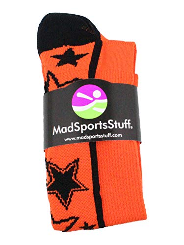 Crazy Socks with Stars Over the Calf Socks (Orange/Black, Medium)