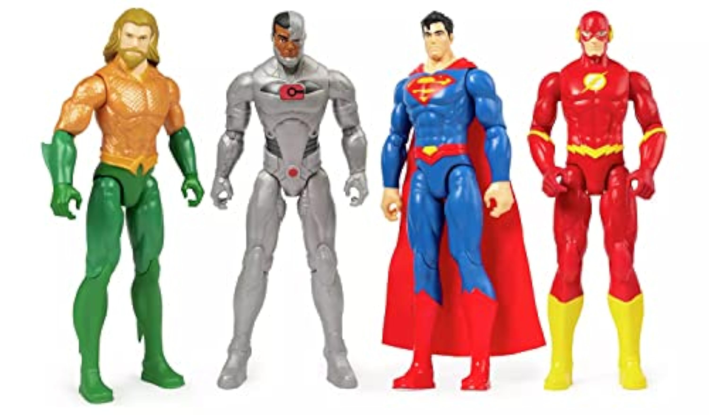 DC Comics Super HÉROES Special Box Set 4 Figuras Acción Flash Superman Cyborg Aquaman Superheroes - Altura 30 cm
