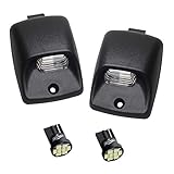 HERCOO License Plate Light Lens w/LED Bulbs Aftermarket Replacement Compatible with 2005-2015 Toyota Tacoma 2002-2013 Tundra (Qty:2, White)