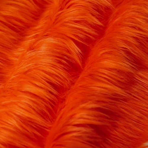 FabricLA Shaggy Faux Fur Fabric - 30" X 36" Inches Pre-Cut - Use Fake Fur Fabric for DIY, Craft Fur Decoration, Fashion Accessory, Hobby - Orange Fur Fabric