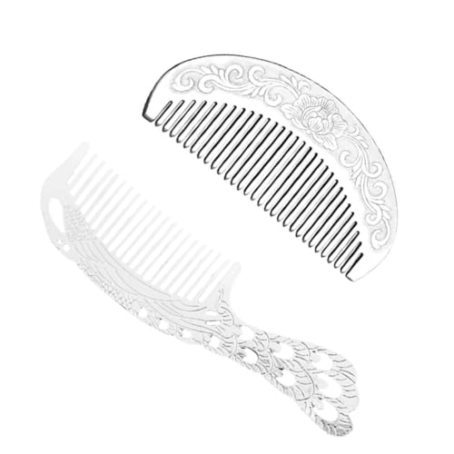 NIYANGLE Hollow Silver Ion Comb 2pcs Health Benefits Hairdressing Tool for Smooth Hair Suitable for Hair Types Random Style