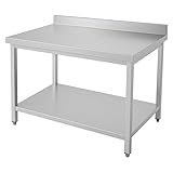 Générique Table INOX Adossée Professionnelle 80 x 70 cm   avec Dosseret   Étagère   Plan de Travail Cuisine