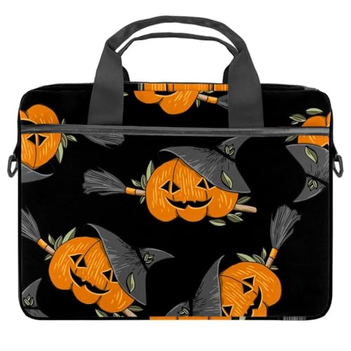 Sacoche ordinateur 13 pouces citrouille de sorcière aux finitions soignées pour PC portable