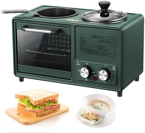 4-in-1 Breakfast Station, 1600W Non-stick Frying Pan with Dual Heating for Camping & Home, Multifunctional Machine for Easy Cooking & Quick Meals
