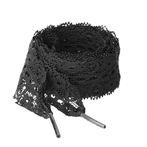Lacets plats creux en dentelle noire 100 cm pour femme Lot de 2 paires
