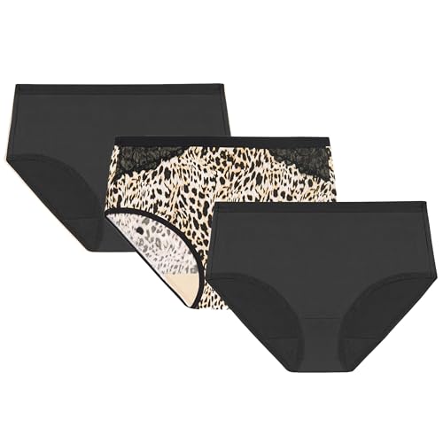 PLAYTEX Women's Microfiber Hipster Underwear Pack, Plus-Size Underwear Available, Full Coverage, Moisture-Wicking, 3-Pack