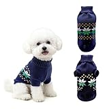PawSailor Jersey para Perros Extra Pequeños Cuello Alto Suave Cálido Suéter de Punto Cachorro Jersey Mascotas Ropa Navideña Chaleco Invierno para Cachorros, Chihuahua, Gatos, Azul Marino XS