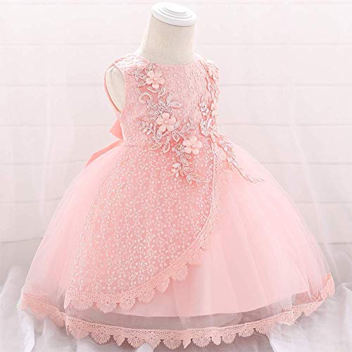 12 Month Dress Formal Baby Girls Christening Baptism Gown Lace Flower Wedding Pageant First Communion Tutu Dress Photoshoot Pink 12-18 Months #TOP1