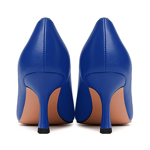 JUSTDANNI Womens Pointed Toe Stylish Slip On Dating Matte Dress Stiletto High Heel Pumps Shoes 2.5 Inch4