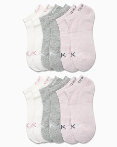 Image of Calvin Klein Womens No Show Socks - 12 Pack Breathable Lightweight Athletic Low Cut Running Socks for Women