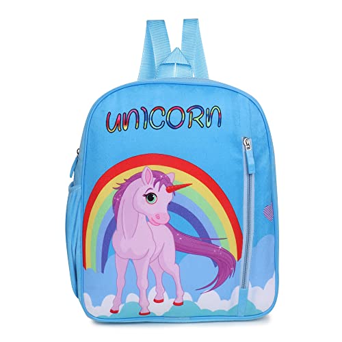 HOT SHOT Kids Bag 039, Unicorn Bag, Blue School Bag, 2To5 Years, Boy & Girl, 10 Liters Preschool & Nursery Waterproof Plush Bag