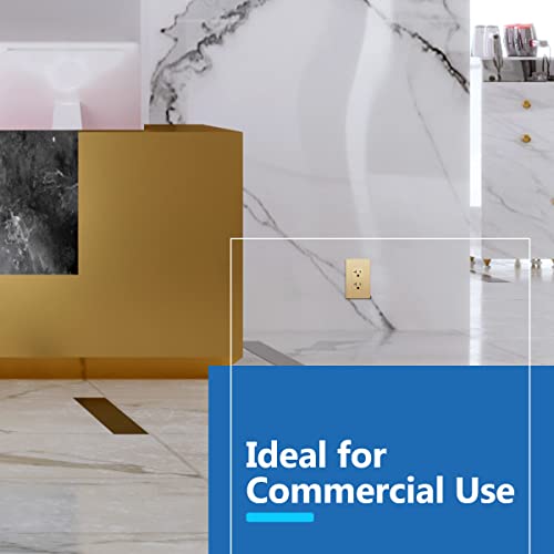 Lider Matte Finish Decorator Receptacle, Child Safe Tamper-Resistant Wall Outlet, Commercial Grade, Self-Grounding, 20A 125V, Ul Listed, Lr20-Tr-Gd, Gold #TOP5