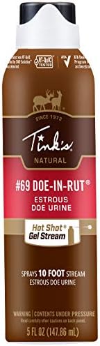 Tink's Estrous Gel Stream #69 Doe-in-Rut | 5 Fl Oz Spray Bottle | Deer Attractant, Hunting Accessories, Doe Estrus, Deer Scent | 10 Foot Spray Gel Stream | Secure Locking Cap