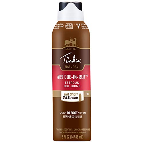 Tink’s Doe-in-Rut Estrous Attractant Spray – 5 Fl Oz Bottle With 10 Foot Stream | Deer Scent Gel, Hunting Accessory With Secure Locking Cap