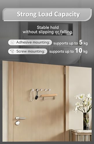 Foto von BGL Selbstklebende Haken, robuste Wandhaken, Handtuchhaken für Badezimmer, Küche, Tür, Schrank, Schrank, Messing, 5 Packungen (Chrom)