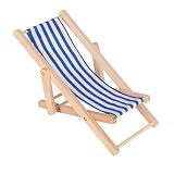 Ideen mit Herz Miniaturowy leżak | mini krzesło składane | składane dekoracyjne krzesło plażowe | meble do domku dla lalek | 2 sztuki (niebiesko-białe paski)