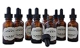 Royal Green 1 Oz (30 ml) 10 Pack Amber Glass Bottles Boston round with glass eye dropper + Include LABELS for your marking convenience